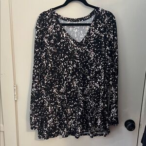 Lane Bryant Black and White Patterned Blouse